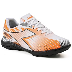 Chuteira Infantil Diadora Squadra III Society Branco e Laranja