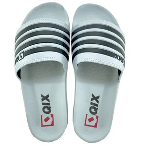 Chinelo Slide QIX Listras Basic Unissex Branco