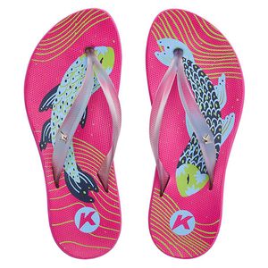 Chinelo Kenner Ibiza Pro Peixes Flatform Feminino Rosa e Verde