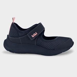 Tênis Infantil Bibi Action Azul Marinho com Rosa de Tira